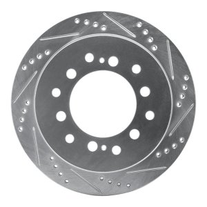 Lexus GX470 Brake Rotor (1) - Rear Right - R1 Concepts - Drilled & Slotted - Silver - `01-`09